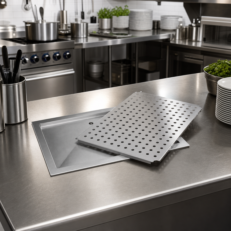 Product image #2 for Advance Tabco 18" x 42" Drop-In Countertop Stainless Steel Drain Pan with Removable Drip Tray