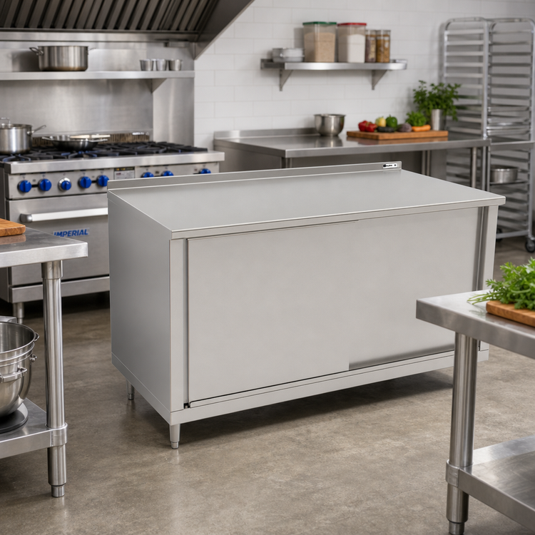 Product image #2 for John Boos 60-Inch x 24-Inch Enclosed Work Table with Sliding Doors and Stainless Steel Top