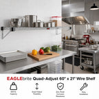 Thumbnail image #2 for Eagle Group EAGLEbrite QA2160Z Quad-Adjust Wire Shelf, 60"W x 21"D, Zinc Finish, 600 lb Capacity Case of 2