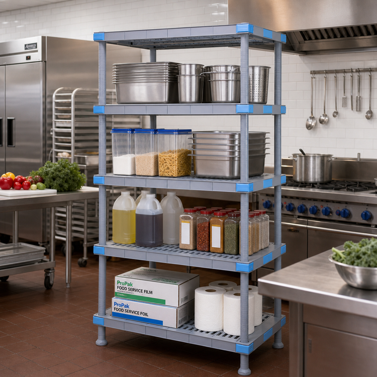 Product image #2 for Quantum Millenia 4-Shelf Polymer Starter Shelving Unit, 24W x 21D x 86H, Gray