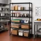 Thumbnail image #2 for Quantum WR63-2160BK-5 Stationary Wire Shelving Starter Unit, 60"W x 21"D x 63"H, 5 Shelves, Black Epoxy Finish