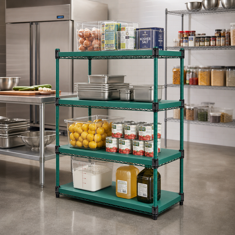 Product image #2 for QuadPlus Solid Polymer Shelf Mat with Wire Quad-Adjust Frame, 48 x 24 Inches, Green