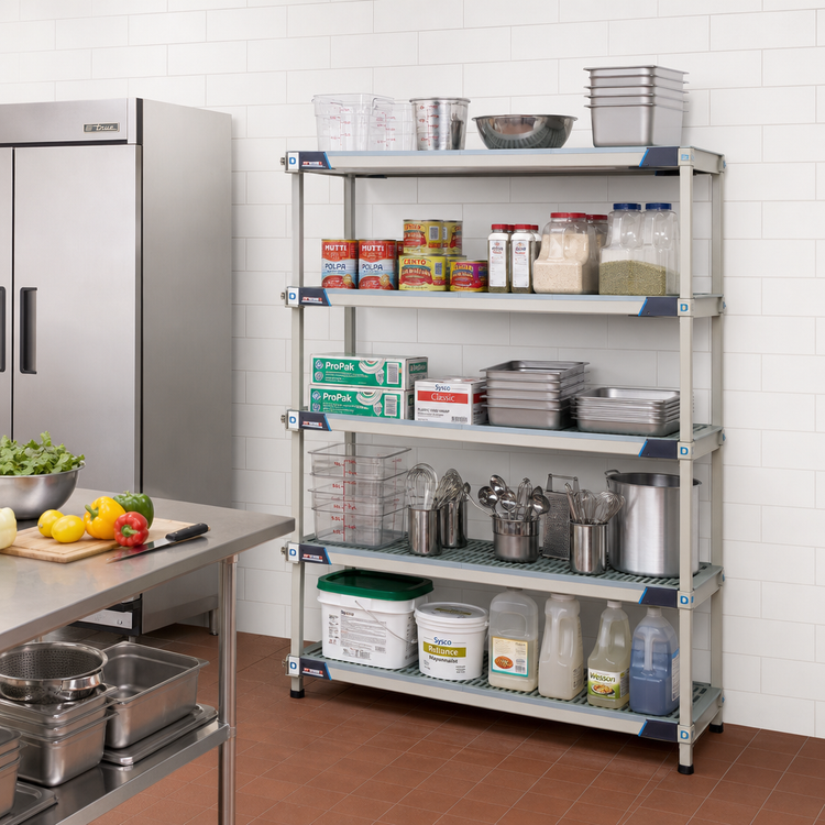 Product image #2 for MetroMax i Five-Shelf Open Grid Add-On Polymer Shelving Unit, 48 Inch W x 24 Inch D x 74 Inch H
