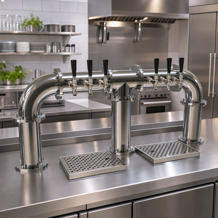 Product image #2 for Pipe Bridge Countertop Air-Cooled Draft Dispensing Tower with 6 Faucets