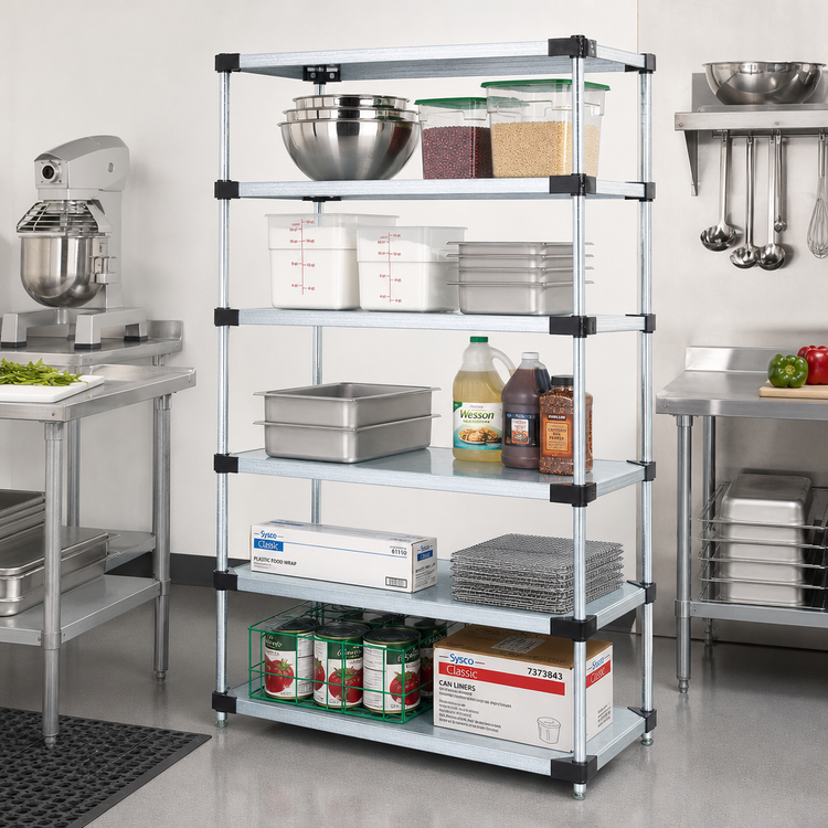 Product image #2 for Quantum 36"W x 24"D x 54"H Stationary Solid Shelving Starter Kit with 5 Solid Shelves