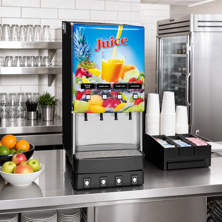 Product image #2 for BUNN Silver Series 4-Flavor Cold Beverage Dispenser with ADA Buttons and Lighted Door