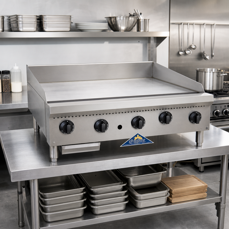 Product image #2 for Comstock-Castle 60-Inch Countertop Manual Control Gas Griddle, 5 Burners, 150,000 BTU
