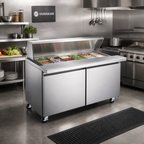 Thumbnail image #2 for Hurakan Megatop 60-Inch 2-Door Refrigerated Prep Table with 24-Pan Capacity