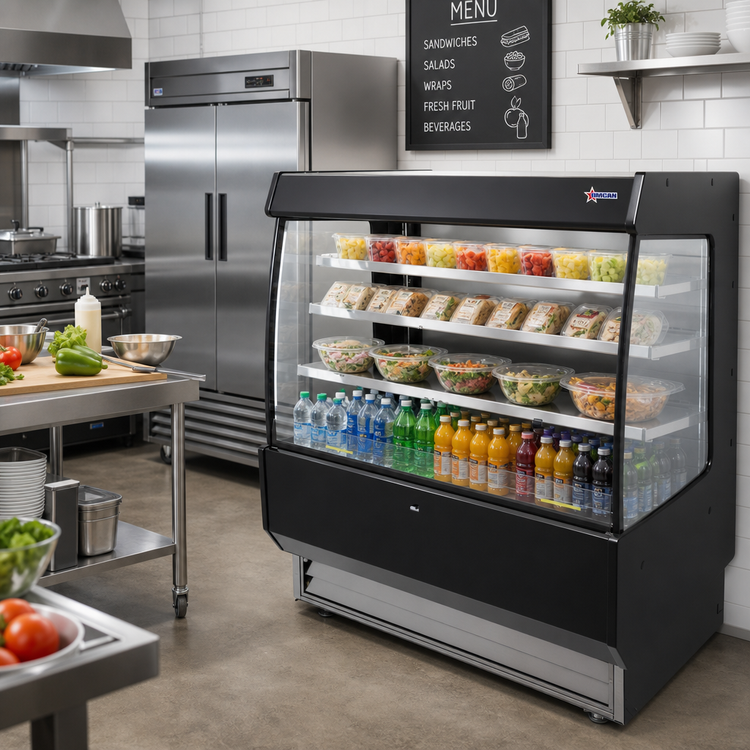 Product image #2 for Omcan 51-Inch Open-Air Refrigerated Merchandiser, 27.2 Cu. Ft., Floor Model