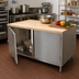 Thumbnail image #2 for BK Resources Dual-Access Hard Maple Chef Table with Stainless Steel Cabinet Base, 60W x 36D x 34-3/4H