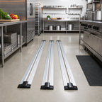 Thumbnail image #2 for Quantum QVTRK-3-228EST Double Unit Floor Track Assembly Kit with 3 19-Foot V-Groove Aluminum Tracks, End Stops & Hardware