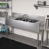 Thumbnail image #2 for Krowne Silver Series 60-Inch Three-Compartment Convenience Store Sink with Dual Drainboards and Faucet