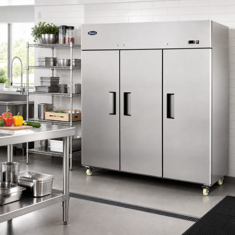 Product image #2 for Atosa MBF8006GR Three-Section Top-Mount Reach-In Refrigerator, 64.9 Cu. Ft., Stainless Steel
