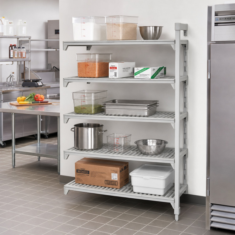 Product image #3 for Cambro Camshelving Premium Stationary 5-Shelf Vented Polymer Shelving Add-On Unit, 24" W x 48" L x 84" H