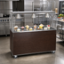 Thumbnail image #2 for Vollrath 2-Series Affordable Portable 60-Inch Walnut Woodgrain Mobile Utility Station with Sliding Door Storage Base and Breath Guard Lights