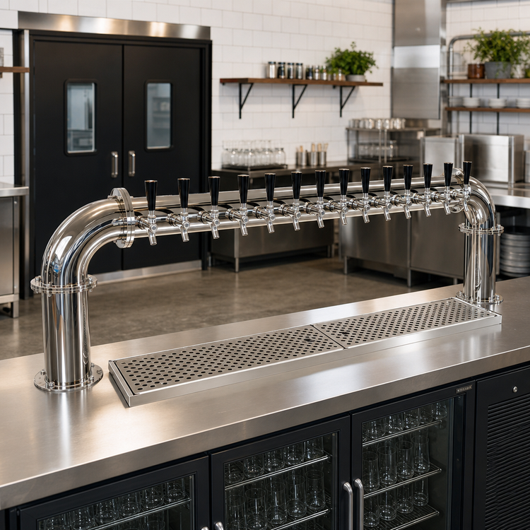 Product image #2 for Glastender Pipe Pass-Thru Countertop Draft Dispensing Tower with 14 Faucets, Glycol-Cooled