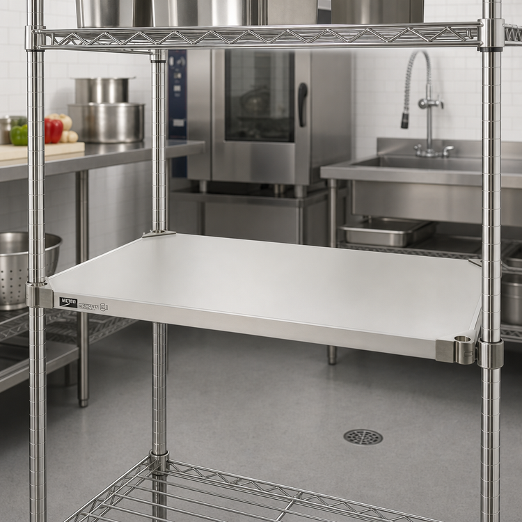 Product image #2 for Metro Super Erecta 42" W x 21" D Solid Autoclavable/Cart-Washable Stainless Steel Shelf