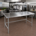 Thumbnail image #2 for Advance Tabco 84 Inch x 48 Inch Stainless Steel Open Base Work Table with No-Drip Edge and Galvanized Legs