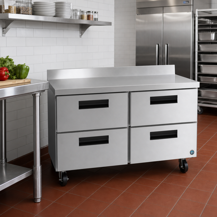 Product image #2 for Hoshizaki Steelheart WF48B-D4 48-Inch Two-Section Worktop Freezer with 4 Stainless Steel Drawers
