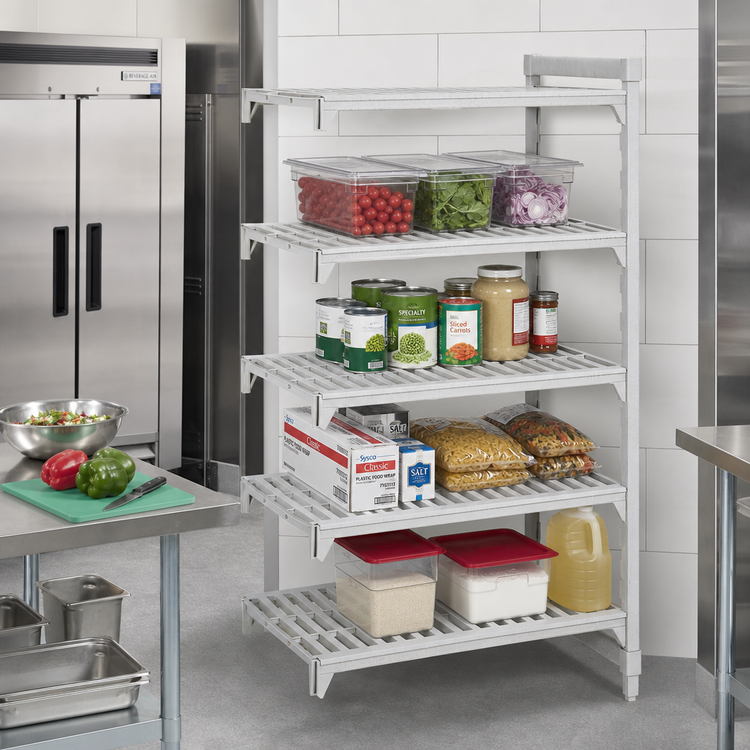 Product image #3 for Cambro Camshelving Premium 24 x 42 x 84 Inch 4-Tier Vented Add-On Polymer Shelving Unit