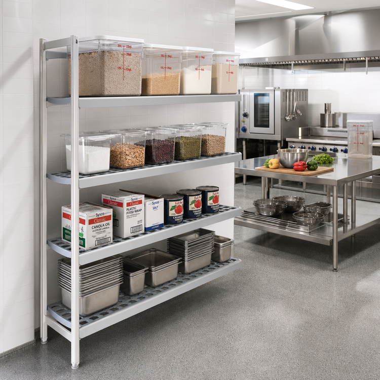 Product image #2 for Fermostock 4-Tier Polymer Shelving Unit Expansion Kit, 83 Inch H x 26 Inch W x 18 Inch D, 1-Upright