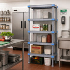 Thumbnail image #2 for Quantum Millenia QP182474VS-5 24" W x 18" D x 74" H Gray Polymer Stationary Starter Shelving Unit with 5 Open Grid Shelves