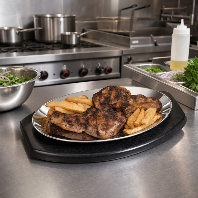 Product image #2 for American Metalcraft Oval Aluminum Mirror-Finish Sizzle Platter, 12-1/2 x 9 Inches