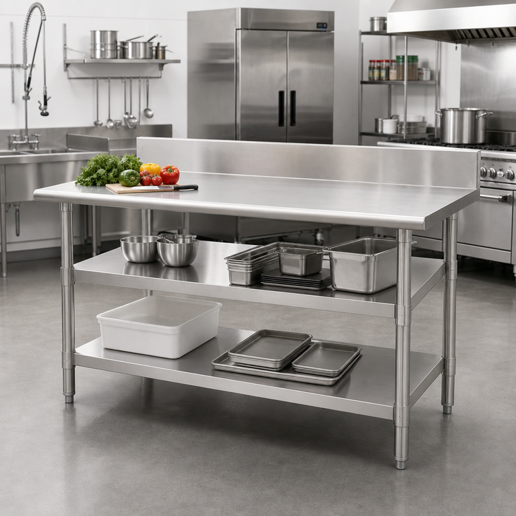 Product image #2 for Eagle Group Adjustable Stainless Steel Work Table Undershelf, 96 x 30 Inches