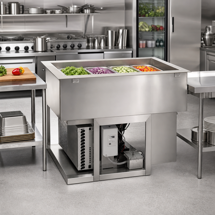 Product image #2 for Wells RCP-7400 Drop-In Self-Contained Refrigerated Cold Well, 4 Full-Size Pans, 60-1/4 Inches Wide