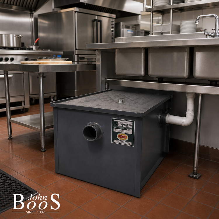 Product image #2 for John Boos GT-70-X 70 lb. Carbon Steel Grease Interceptor, 35 GPM, 3-1/2-Inch No-Hub Connections