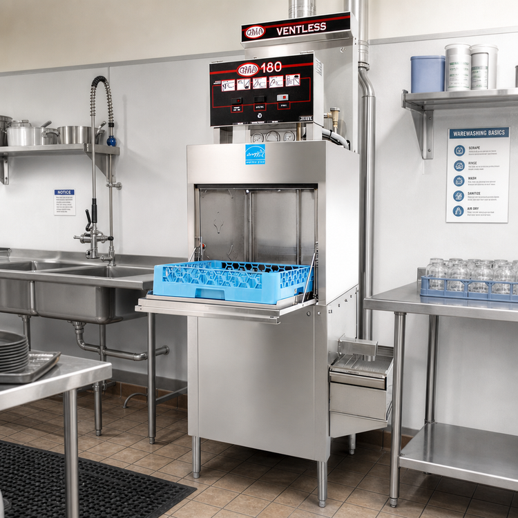 Product image #3 for CMA Dishmachines 180-VL-FL Energy Mizer Ventless High Temperature Front Loading Single Rack Door-Type Dishwasher