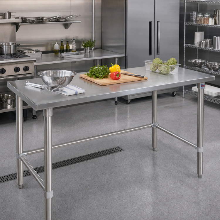 Product image #2 for John Boos Stallion 120-Inch x 30-Inch Stainless Steel Flat-Top Work Table with Safety Edge