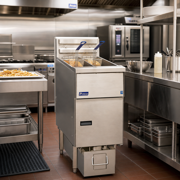 Product image #2 for Pitco Solstice Prepackaged Electric Twin-Tank Fryer System with SoloFilter, 17 kW