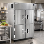 Thumbnail image #2 for Delfield 6051XL-SH Two-Section Reach-In Refrigerator, 41.5 Cu. Ft., Four Locking Half-Height Solid Doors, Top-Mounted Self-Contained