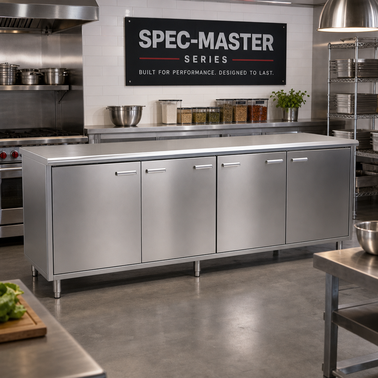 Product image #2 for Spec-Master Series 144-Inch Wide Stainless Steel Plate Cabinet with 4 Hinged Doors