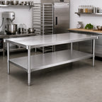 Thumbnail image #2 for John Boos SSK6-48132 Commercial Work Table Undershelf, 132"W x 48"D, 16-Gauge 300 Series Stainless Steel, NSF