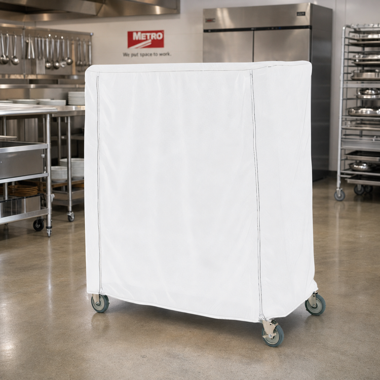 Product image #2 for Metro 60 x 18 x 54 Inch White Uncoated Knitted Polyester Cart Cover for Queen Mary & Banquet Carts