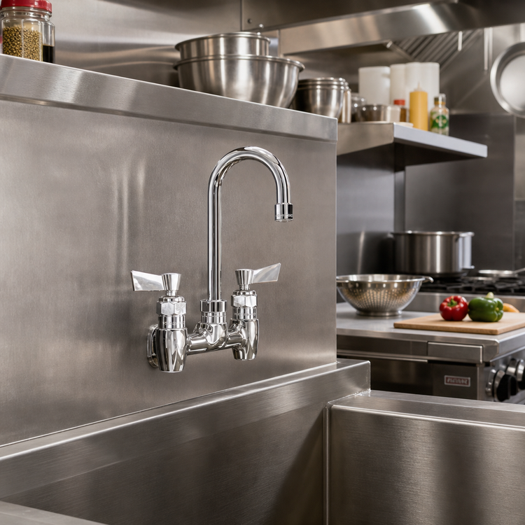 Product image #2 for Fisher Commercial Backsplash-Mount Faucet with 6-Inch Swivel Gooseneck Spout