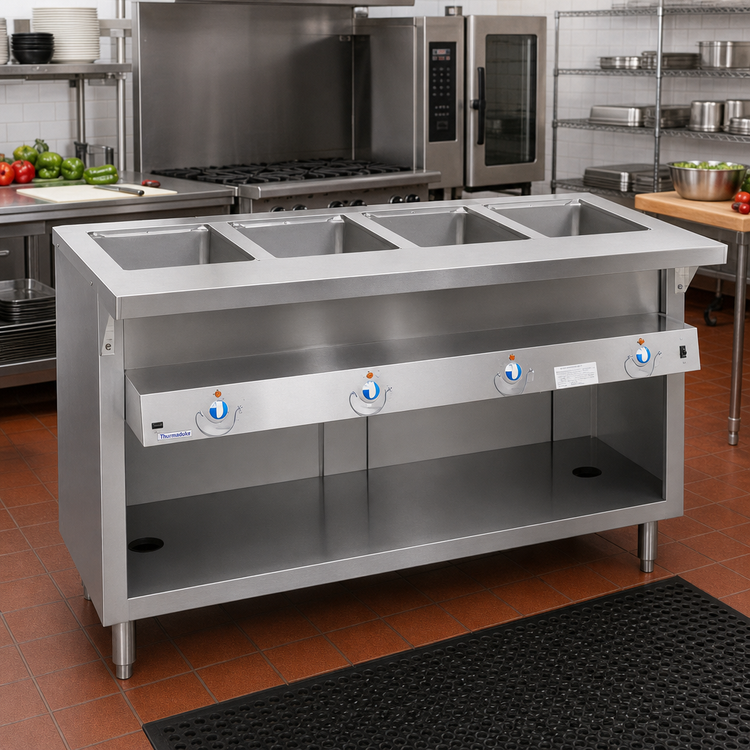 Product image #2 for Thurmaduke E-5-DLPG Electric 5-Well Full-Size Steamtable Unit with Open Storage Base