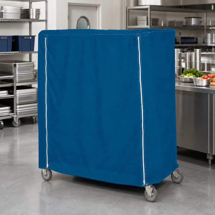 Product image #2 for Metro 48 x 21 x 74 Inch Queen Mary & Banquet Cart Cover, Uncoated Nylon, Mariner Blue