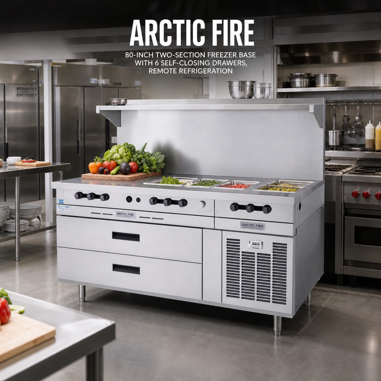 Product image #2 for Arctic Fire 80-Inch Two-Section Freezer Base with 6 Self-Closing Drawers, Remote Refrigeration