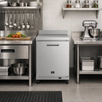 Thumbnail image #2 for Kelvinator Commercial KCHUCWT27R 27-Inch One-Section Countertop Worktop Refrigerator, 6.5 cu. ft., Solid Door, Stainless Steel, Backsplash