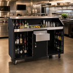 Thumbnail image #2 for Eagle Group Deluxe DPB-5R-V Portable Indoor Bar, 63"W, Melamine Exterior, Stainless Steel Interior, Ice Bin, Speed Rails, Locking Cabinet