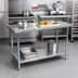 Thumbnail image #2 for Omcan 48-Inch x 18-Inch 18/430 Stainless Steel Flat Top Work Table with Galvanized Undershelf
