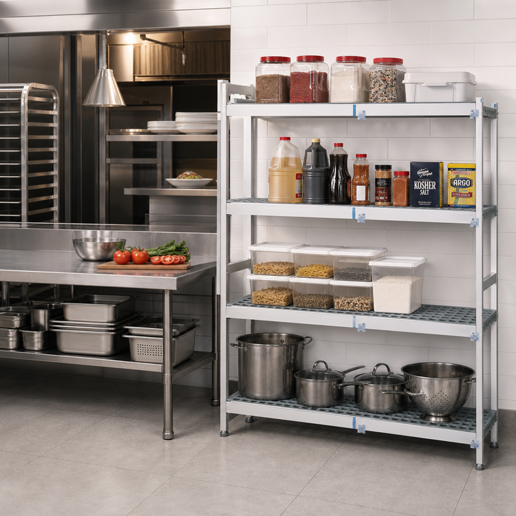 Product image #2 for Fermostock 4-Tier Corner Expansion Polymer Shelving Kit, 66" H x 31" W x 14" D