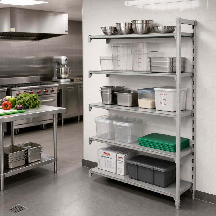 Product image #3 for Cambro Camshelving Premium 5-Shelf Solid Stationary Add-On Shelving Unit, 18 x 30 x 84 Inches