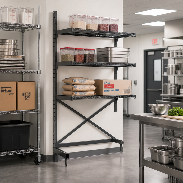 Product image #2 for Metro SmartLever 86-Inch High Add-On Cantilevered Shelving Kit for 42 x 18 Inch Shelves