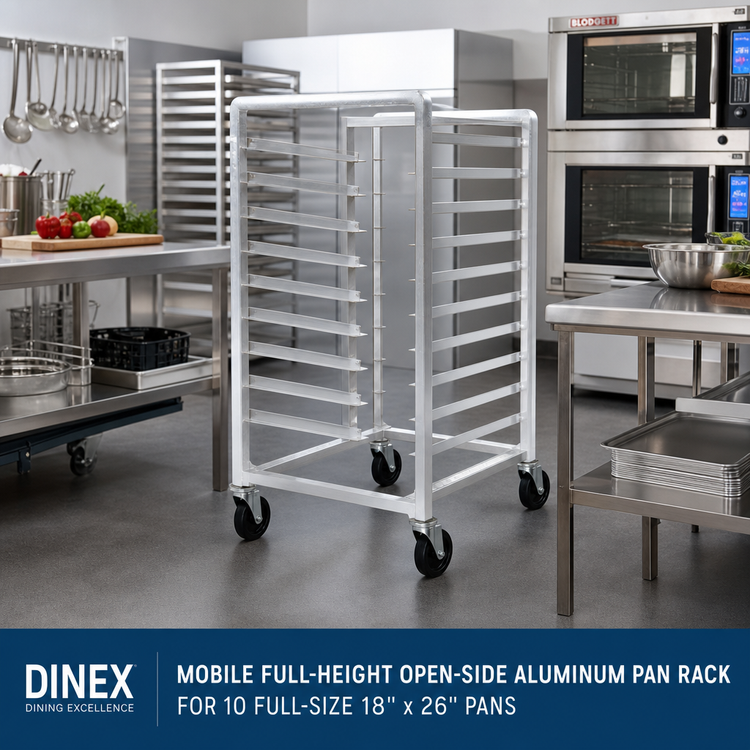Product image #2 for Dinex Mobile Full-Height Open-Side Aluminum Pan Rack for 10 Full-Size 18 x 26 Pans