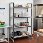Thumbnail image #2 for Cambro Camshelving® Elements EXU214272S4480 4-Tier Solid Stationary Polymer Shelving Starter Unit, 21"D x 42"W x 72"H, Speckled Gray