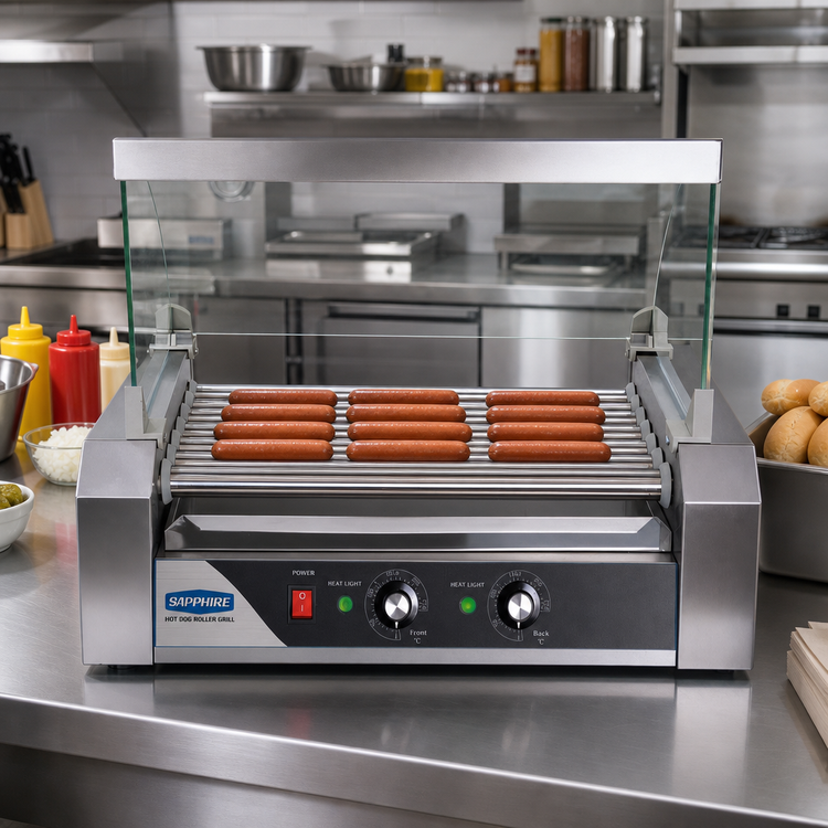 Product image #2 for Sapphire Countertop Hot Dog Roller Grill, 18-Dog Capacity, 7 Rollers